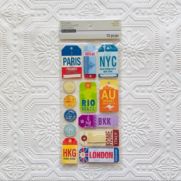 Travel Themed Stickers 13 pc - Picture 1 of 3